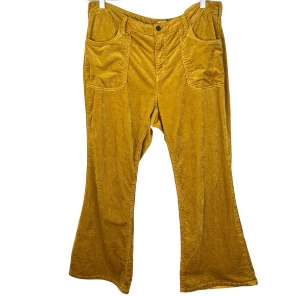 Anthropologie Pilcro The Yaya Mid-Rise Crop FlareCorduroy Pants 20W Yellow - Picture 2 of 5